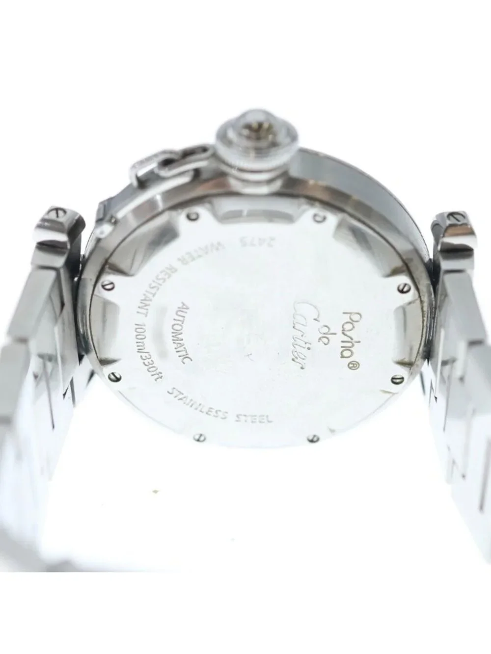 Cartier Pasha C Big Date White Dial Automatic Winding Watch Silver